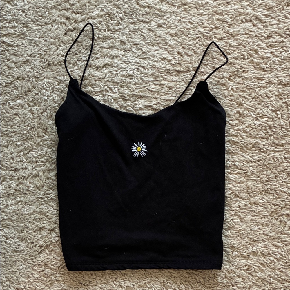 Forever 21 Black Camisole with Daisy Detail